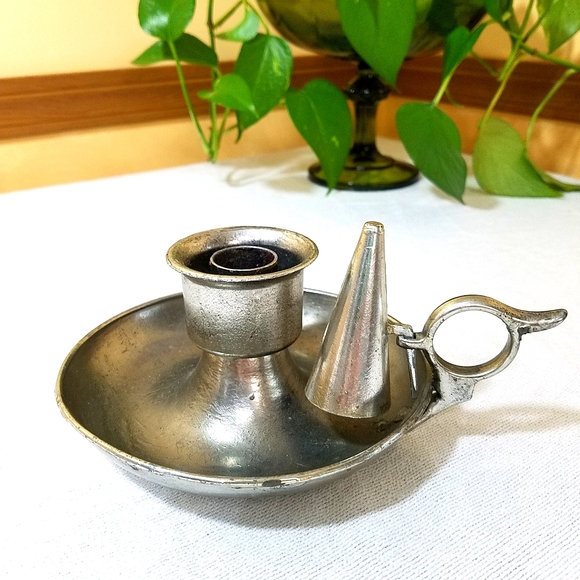 Vintage Pewter Candle Holder W/Snuffer